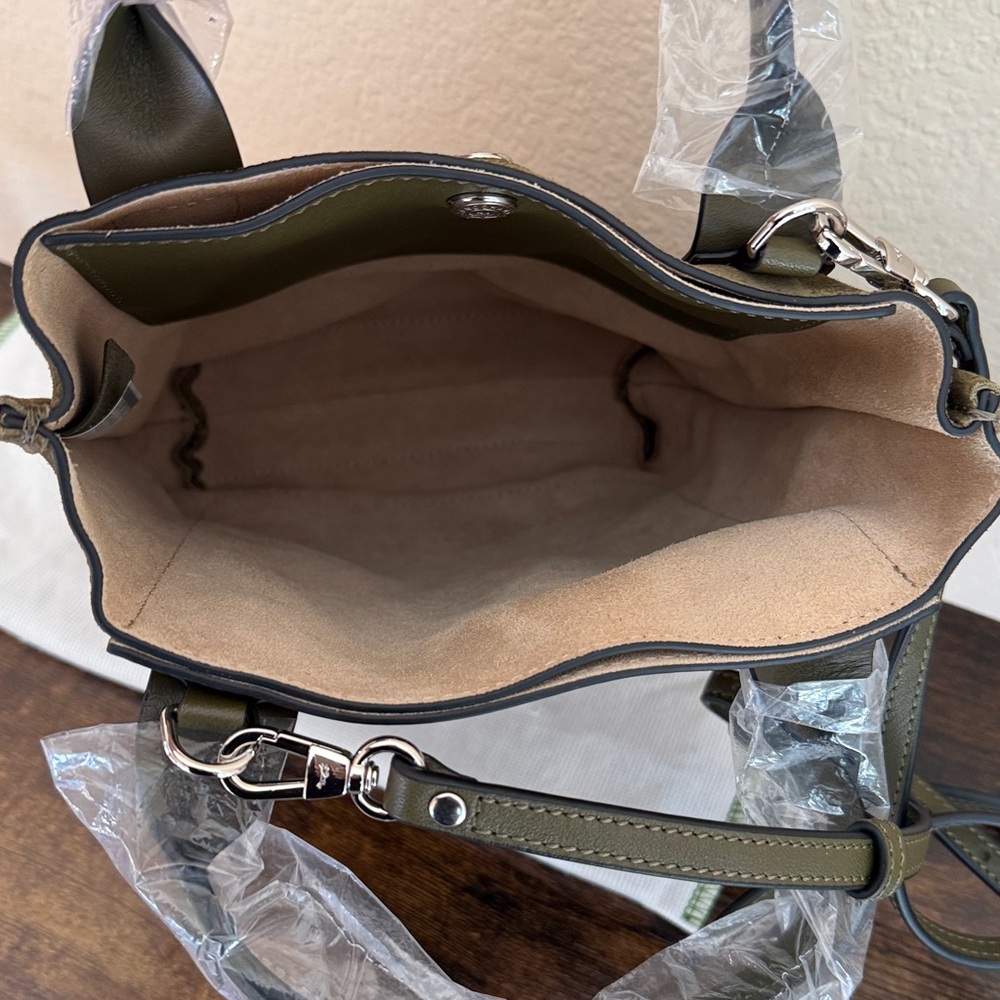 Longchamp Khaki Green Cabas Small Velvet Top Handle Bag - Picture 12 of 13